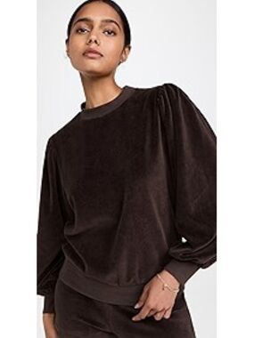 Suzie Kondi Perissa Velour Puff Sleeve Top, Hot Chocolate L